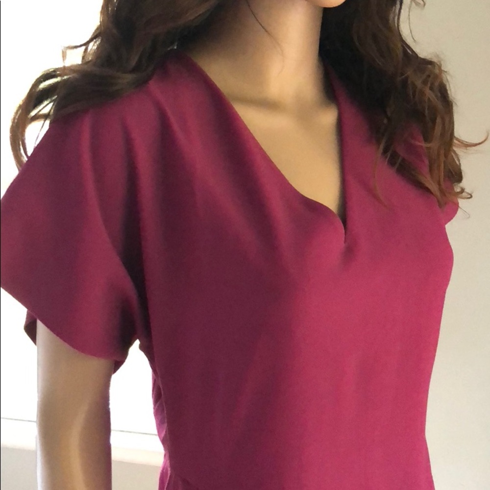 Fuschia deep v neck (front and back) short dress